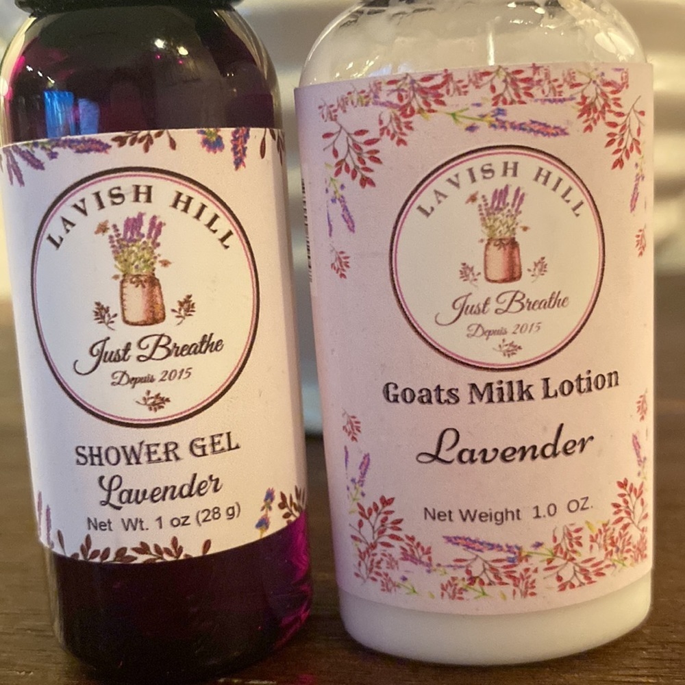 Lavish Hill Lavender shower gel & goats milk lotion (each bottle is 1 oz. /28 g) - Picture 6 of 6